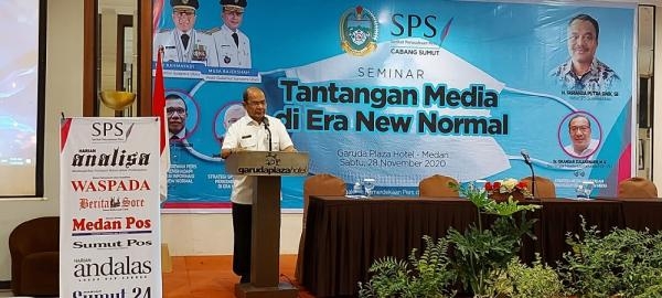 Kadis Kominfo Sumut Buka Seminar Serikat Perusahaan Pers:  "Tantangan Media di Era New Normal" 